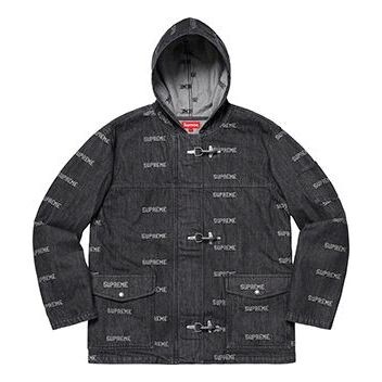 

Куртка ss19 logo denim turnout jacket black logo Supreme, черный
