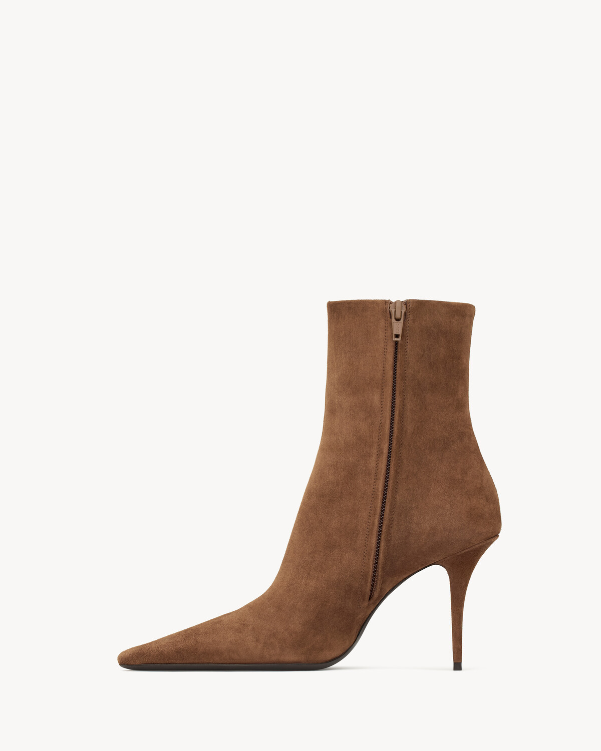 Ботильоны ASHLEY из замши Saint Laurent, коричневый — фото 3