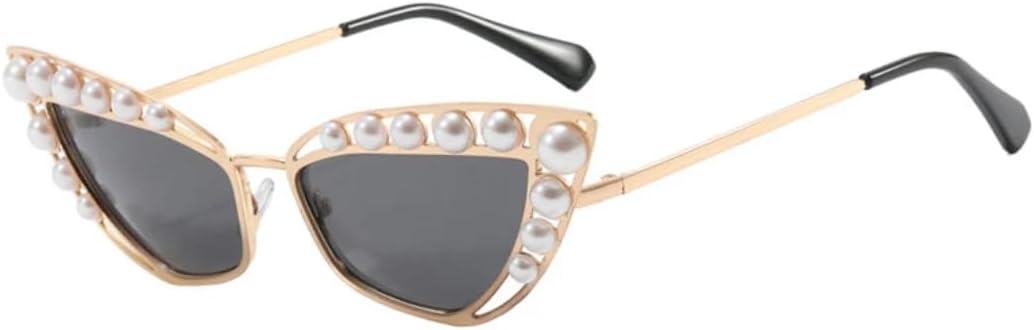 

Солнцезащитные очки с защитой UV400 | Полые очки в стиле "кошачий глаз" в стиле металл-панк | для женщин и мужчин, для занятий спортом на открытом воздухе и вождения DSVIGF, Gold Gray