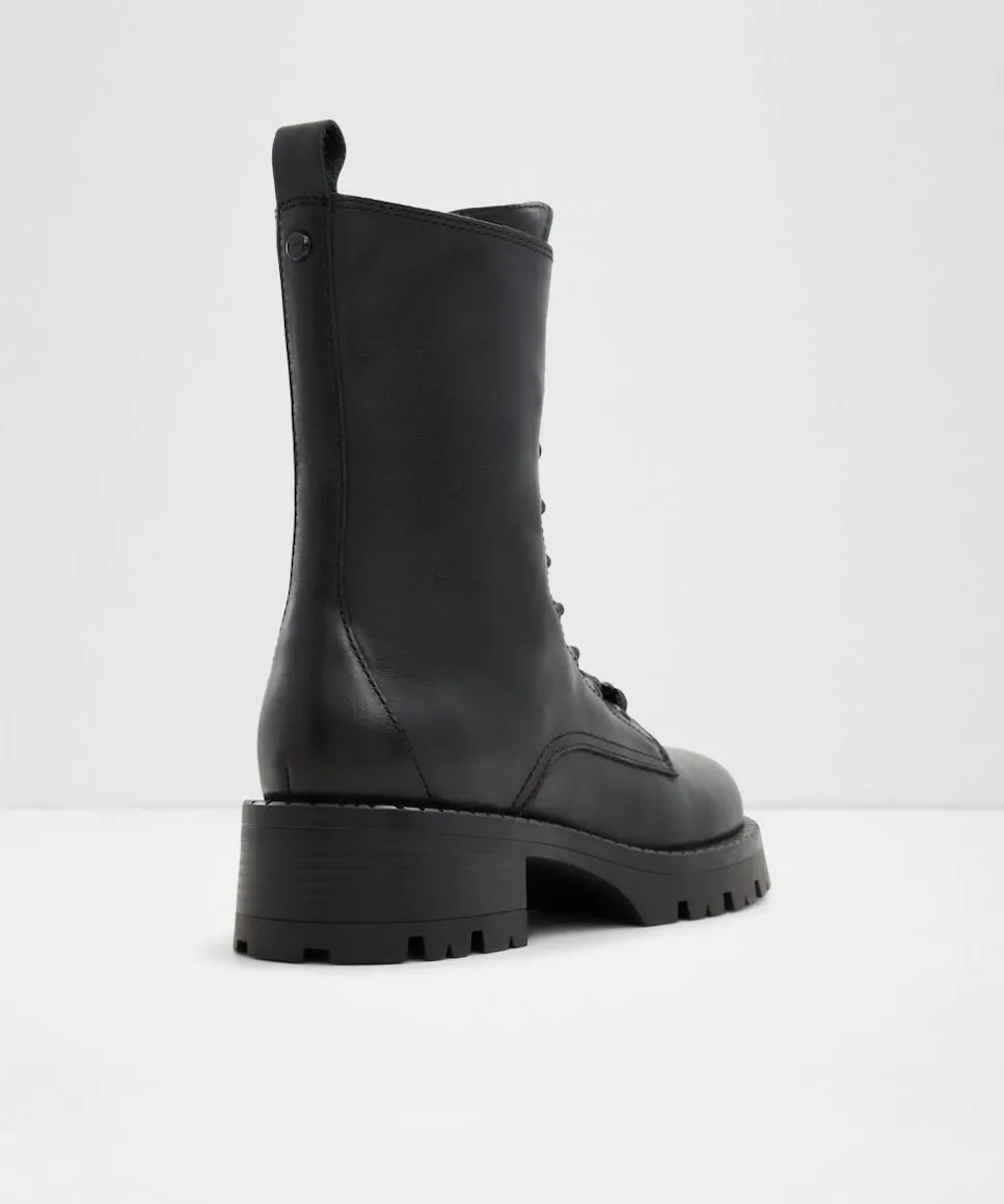 Женские кожаные ботильоны с округлым носком Aldo, черный — фото 2