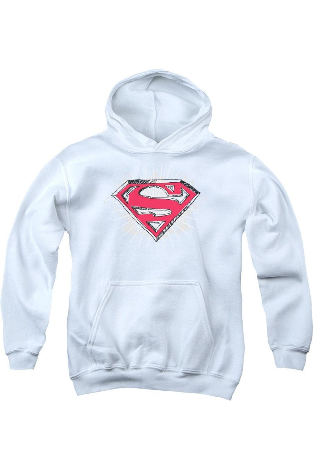

Молодежная толстовка с капюшоном Superman Hastily Drawn Shield Gildan, белый
