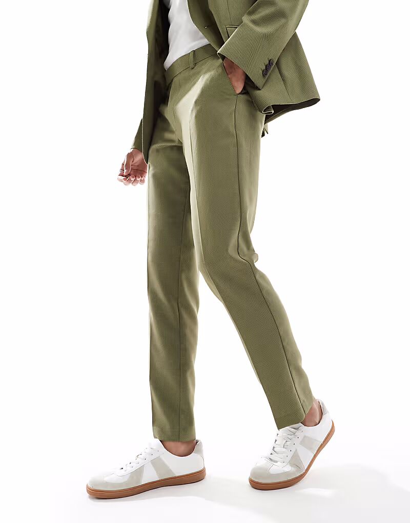 

Узкие брюки из зеленого микротекстурированного материала Asos Design