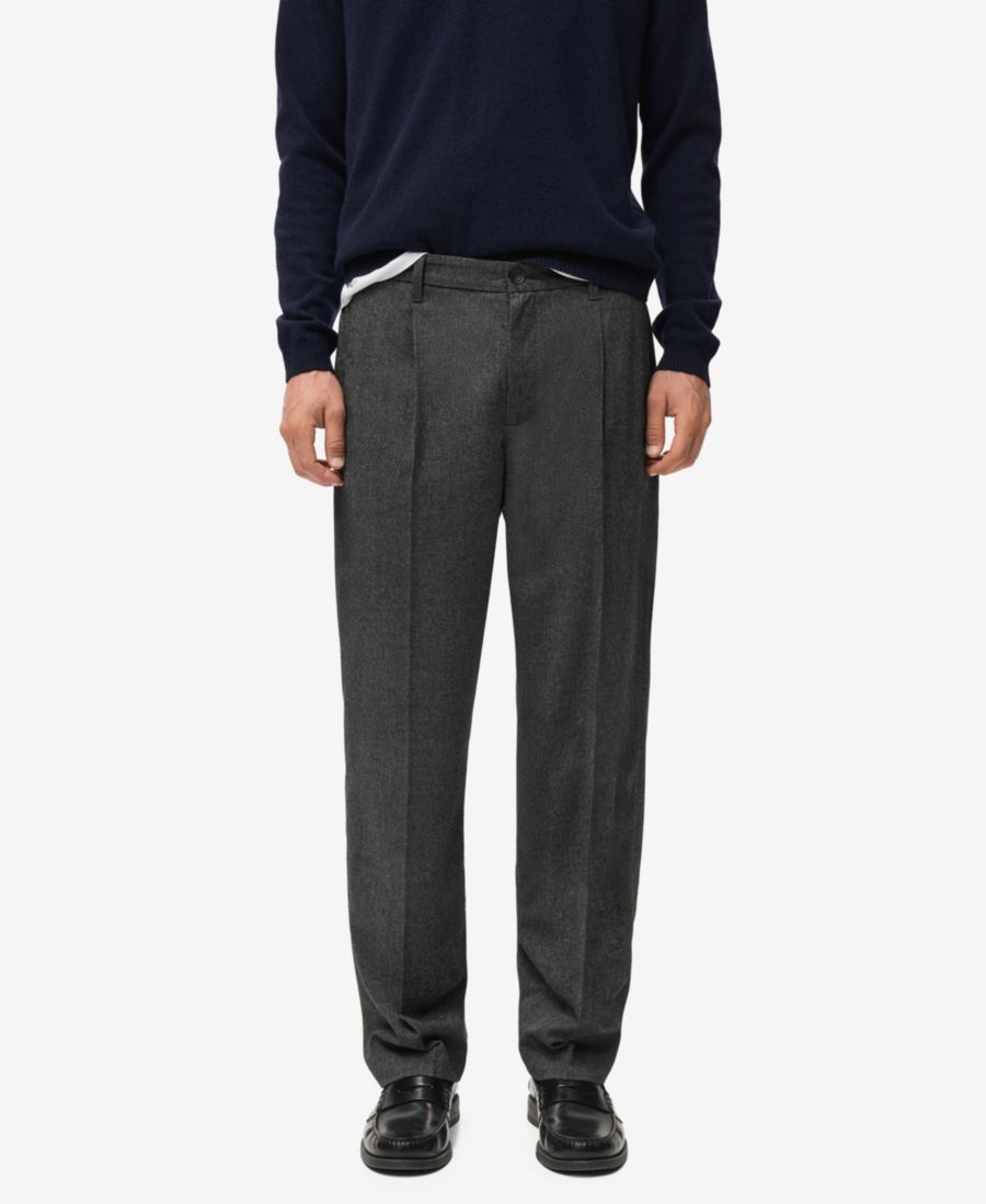 

Мужские брюки прямого кроя со складками MANGO, Dark Heather Gray