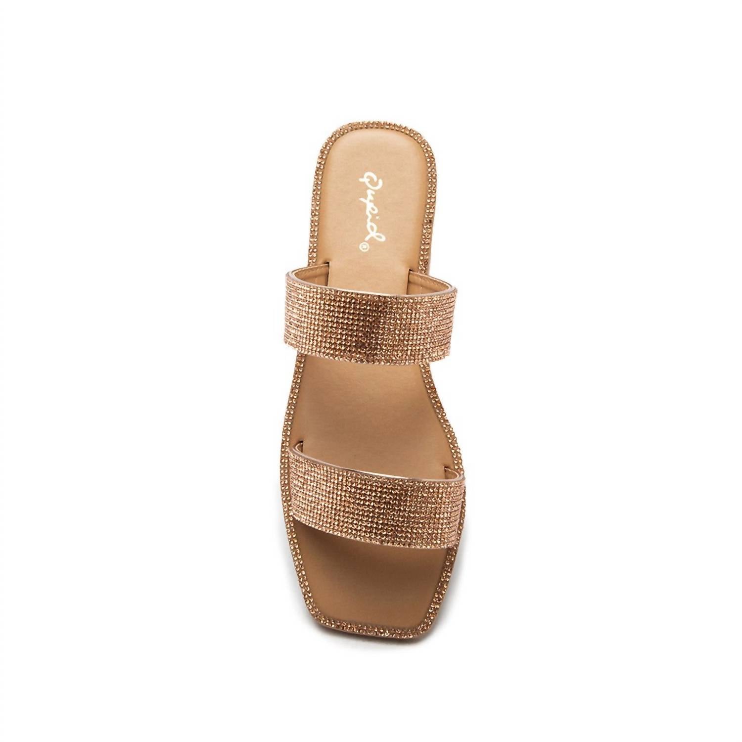 Женские блестящие сандалии Rose Gold Qupid