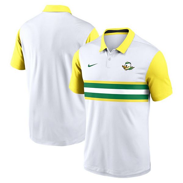 

Мужская бело-желтая футболка polo Oregon Ducks athletic prep alt logo vapor performance Nike