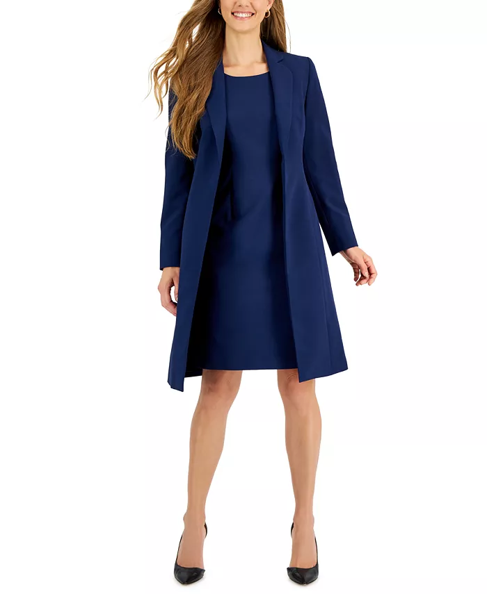 

Женский костюм с жакетом из крепа и платьем-футляром, Regular и Petite Le Suit, синий