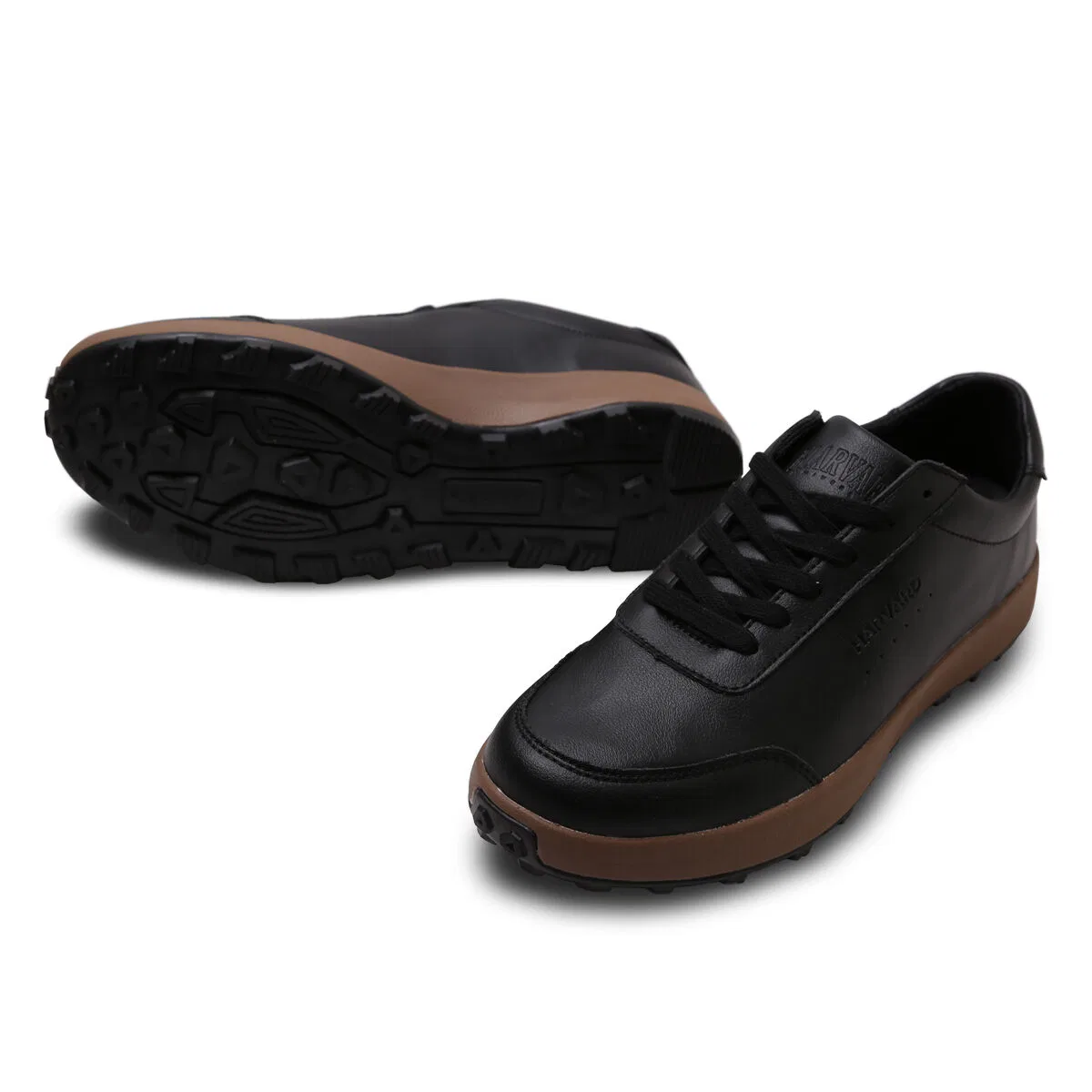 Унисекс кожаные повседневные низкие кеды Harvard Shoes Accra чёрные и белые от Colemanshoes — фото 2