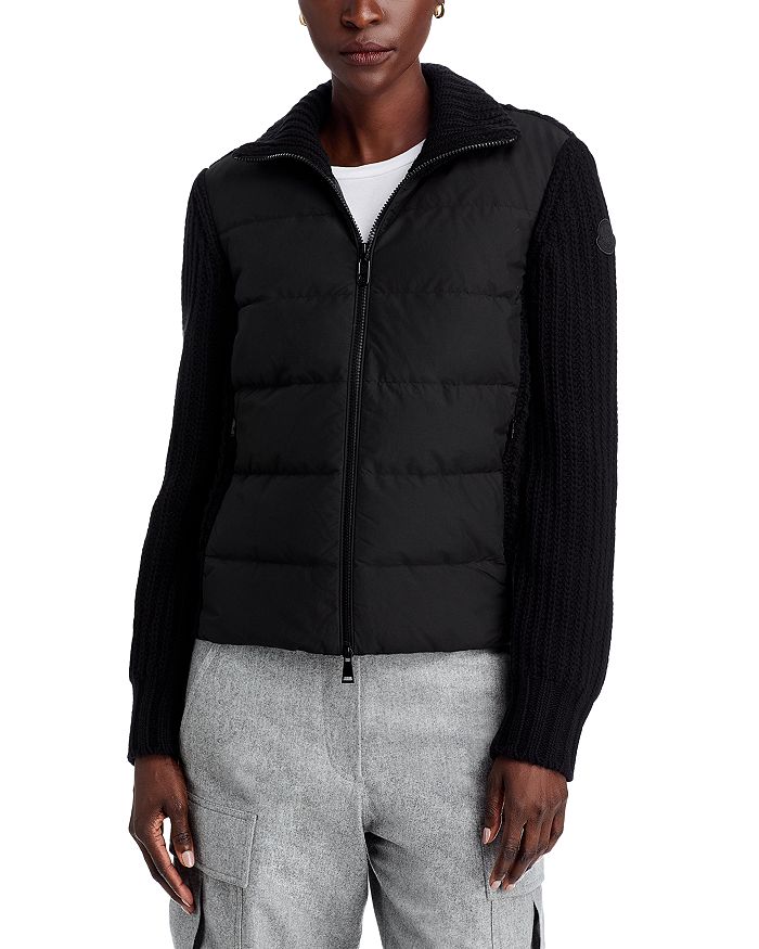 

Кардиган на молнии из смешанной шерсти и кашемира Moncler, черный