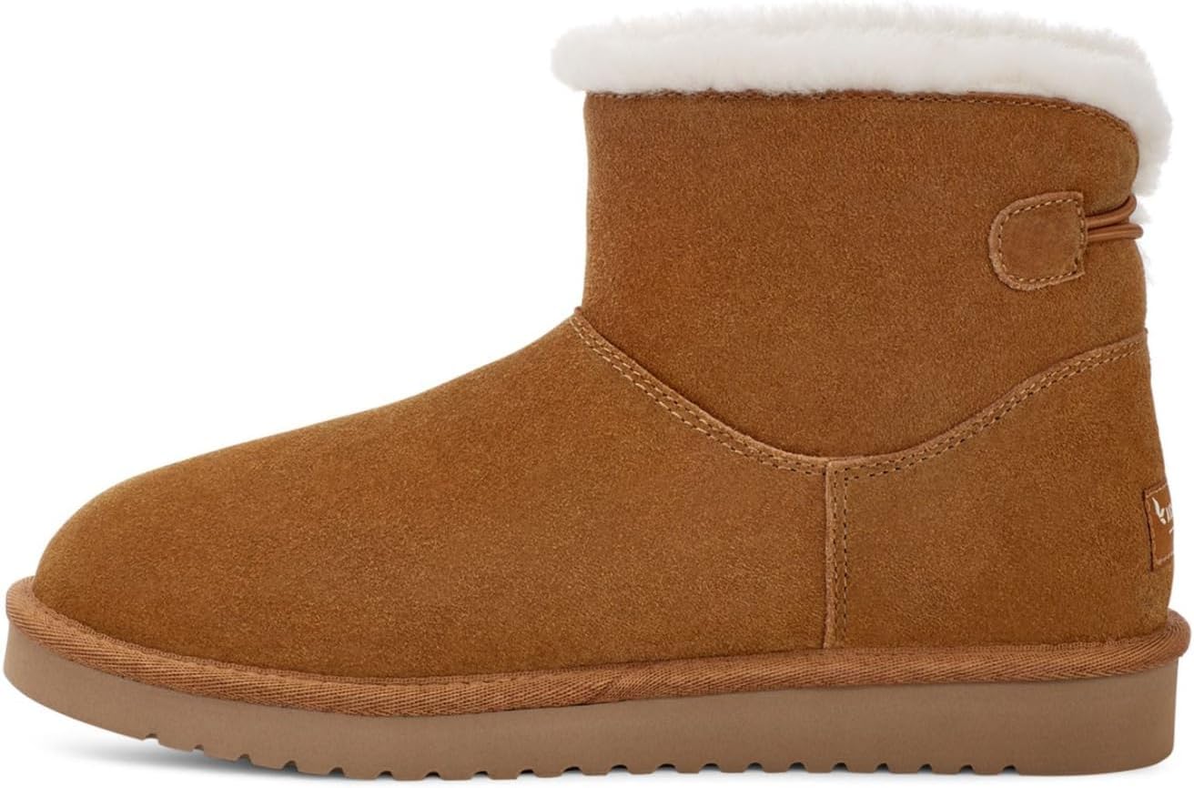 Женские угги Koolaburra by UGG Nalie Mini замшевые с пуговицей, каштановый — фото 4