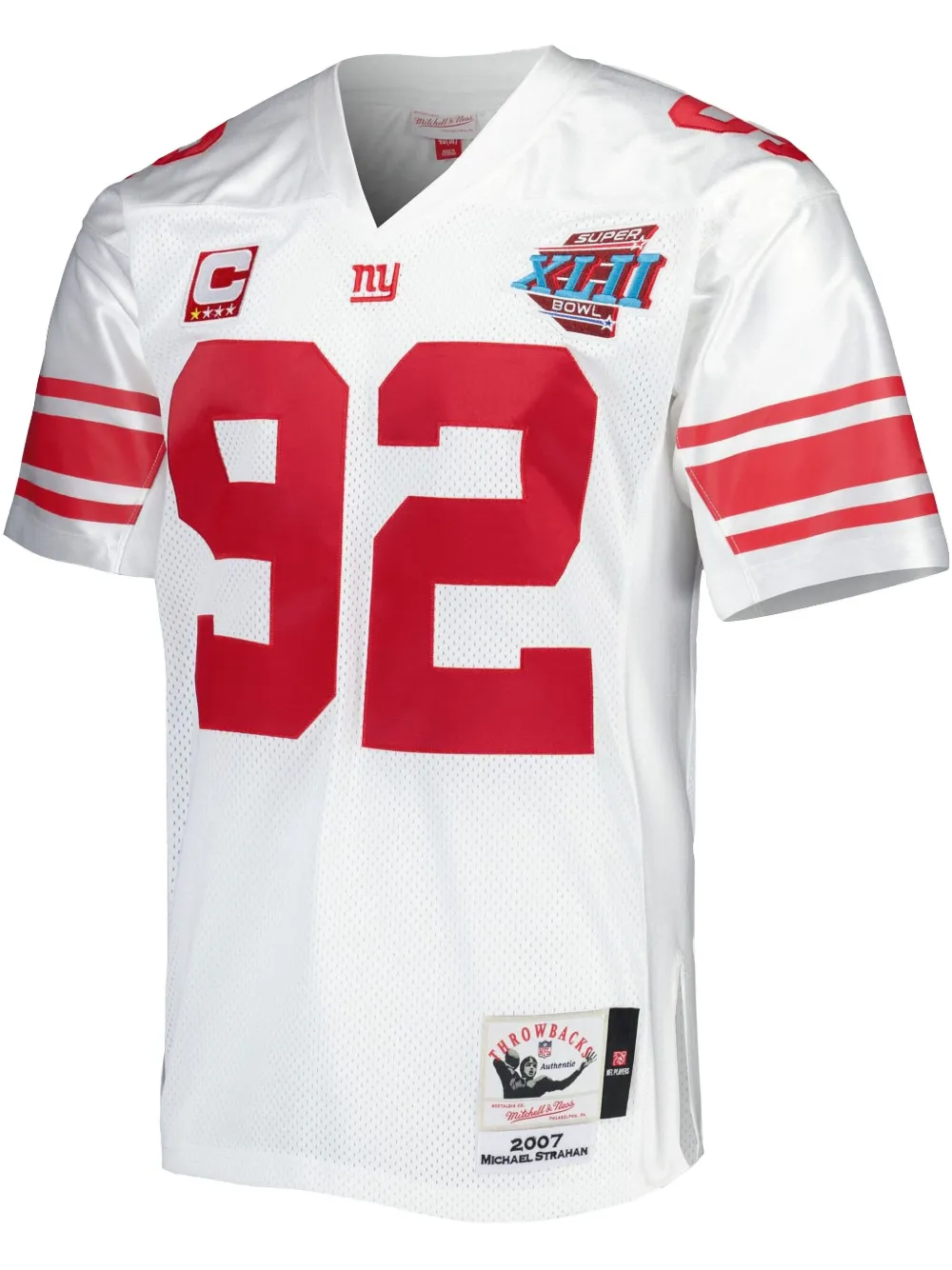 

Топ 2007 Michael Strahan New York Giants Super Bowl XLII Authentic Mitchell & Ness, белый