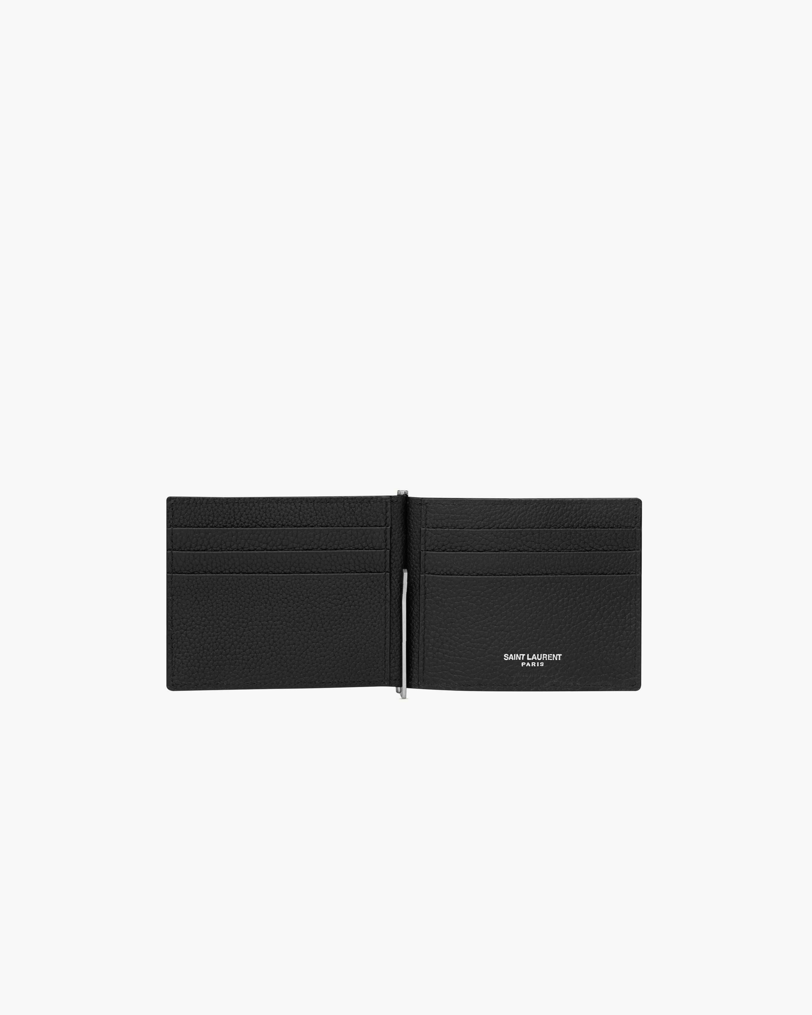 Кошелек-клипса для купюр Cassandre Shadow Saint Laurent из зернистой кожи, черный — фото 3