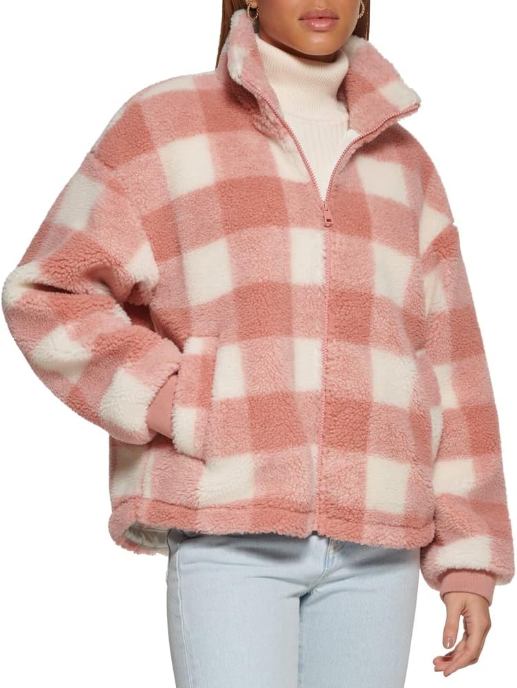 

Levi's Женская куртка на молнии из шерпы плюш, Pink Plaid
