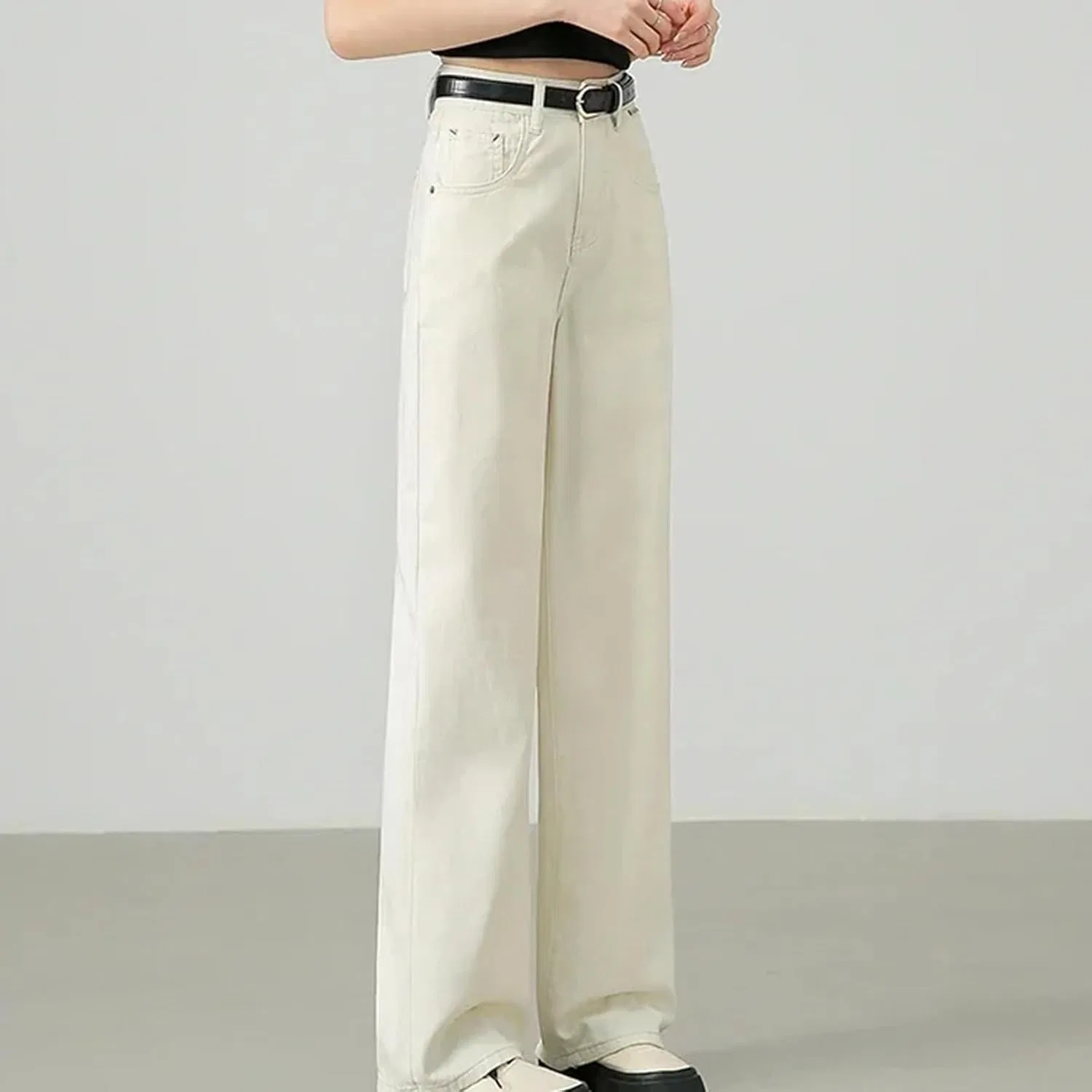 Джинсы свободные Baggy Denim Jeans, бежевые — фото 4