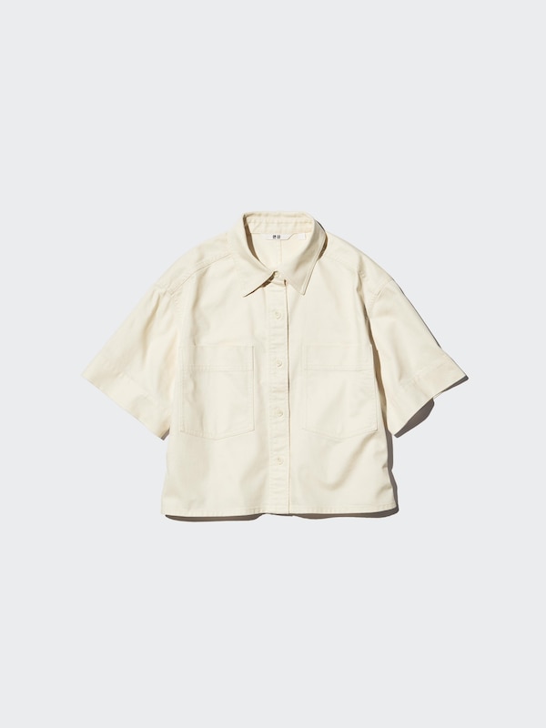 Джинсовая рубашка коробочного кроя с коротким рукавом Uniqlo, 30 natural — фото 2