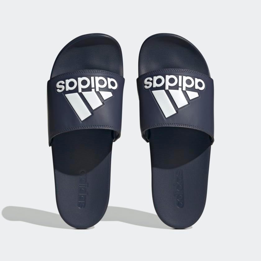 Шлепанцы adidas Adilette Comfort (унисекс), белый/синий — фото 2