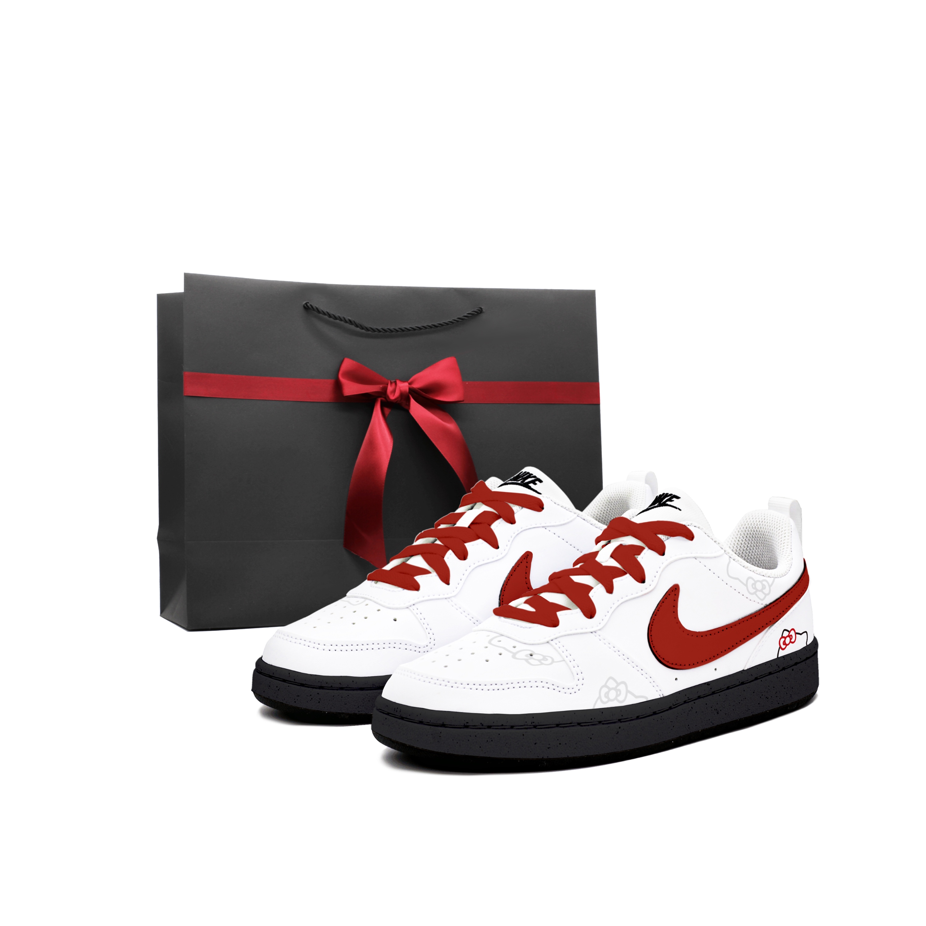 

Nike Низкие детские кроссовки для скейтбординга Court Borough, белые, красные, подростковые