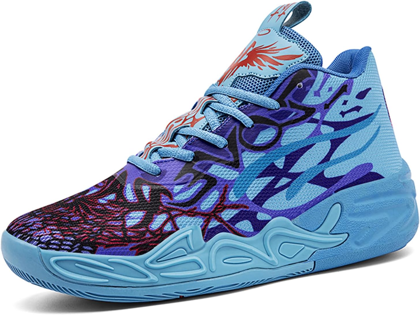 

Мужские высокие кроссовки с шнуровкой, разноцветные, с дышащим сетчатым верхом, для баскетбола с ярким флуоресцентным градиентным дизайном, комфортные для тренировок, игр на корте, тенниса, волейбола и спортивной активности Psieicwm