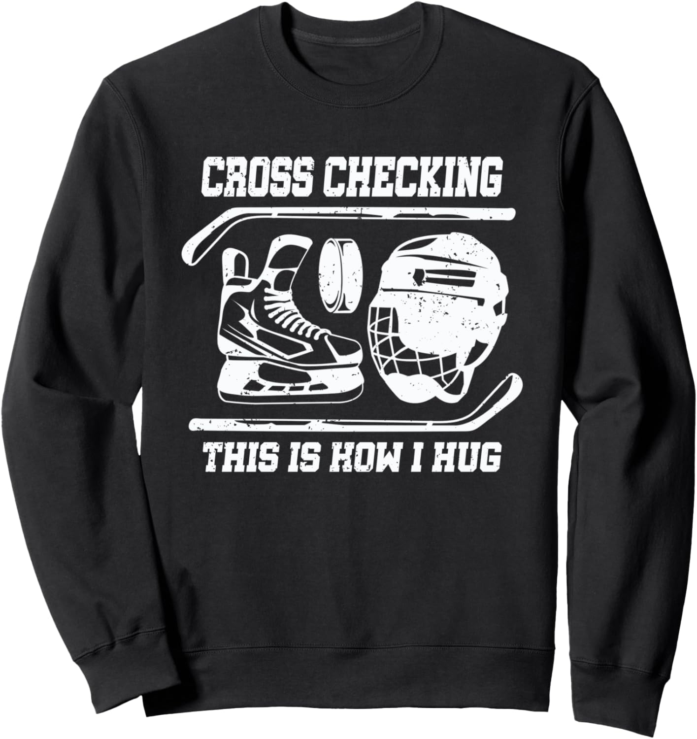 

Перепроверка. Вот как я обнимаю хоккейную клюшку. Толстовка с мопсом Cross Checking Ice Hockey Sports, черный