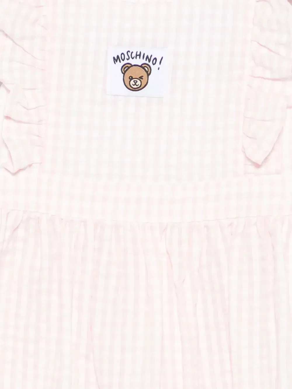 Платье в клетку гингем с оборками Moschino Kids, розовый — фото 3