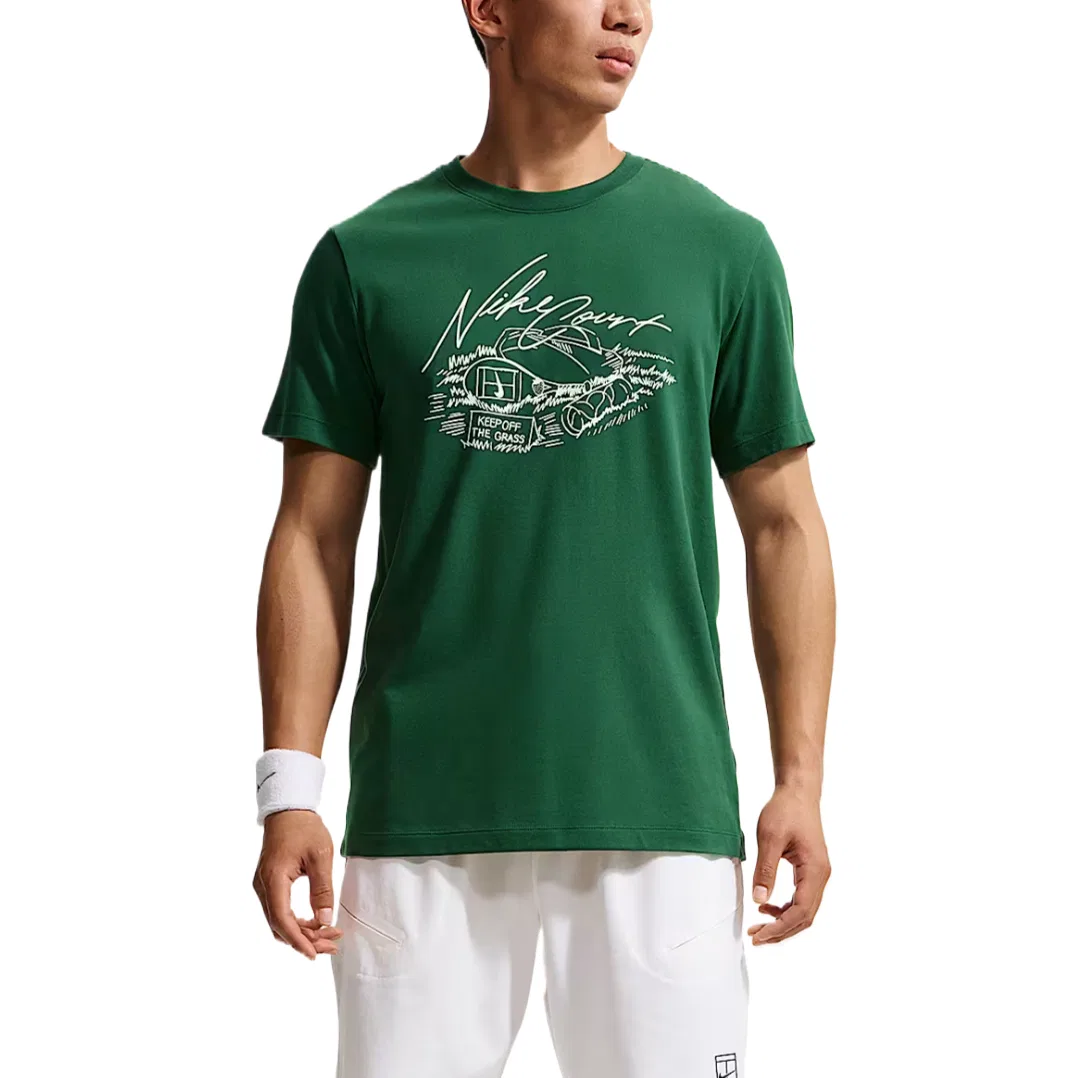 Теннисная майка Dri Fit мужская Canyon Green с круглым вырезом, умеренная Nike