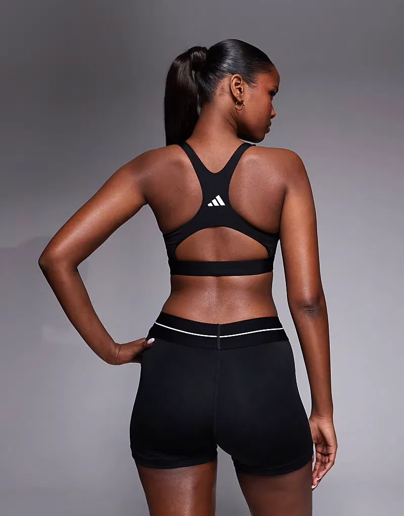 Спортивный бюстгальтер Adidas Performance Training Optime с высокой степенью поддержки, черный — фото 2