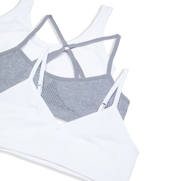 Девчачий набор из 3 бесшовных бюстгальтеров 7-16 Hanes, White Gray — фото 3