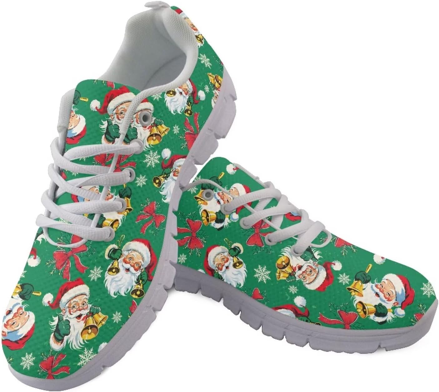 

Мужские кроссовки GIFTPUZZ с шнуровкой для занятий спортом, беговые, с высокой подошвой, дышащие, легкие, для тренажерного зала и тенниса, Santa Bells