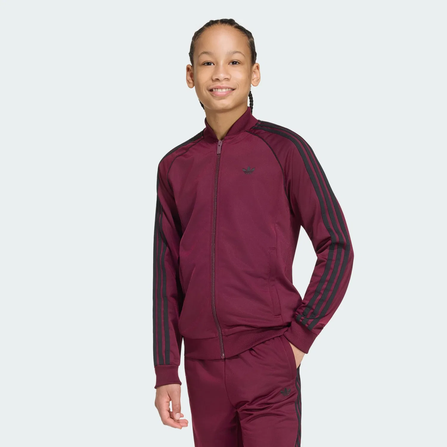 Толстовка на молнии Adidas Originals SST бордового цвета — фото 2