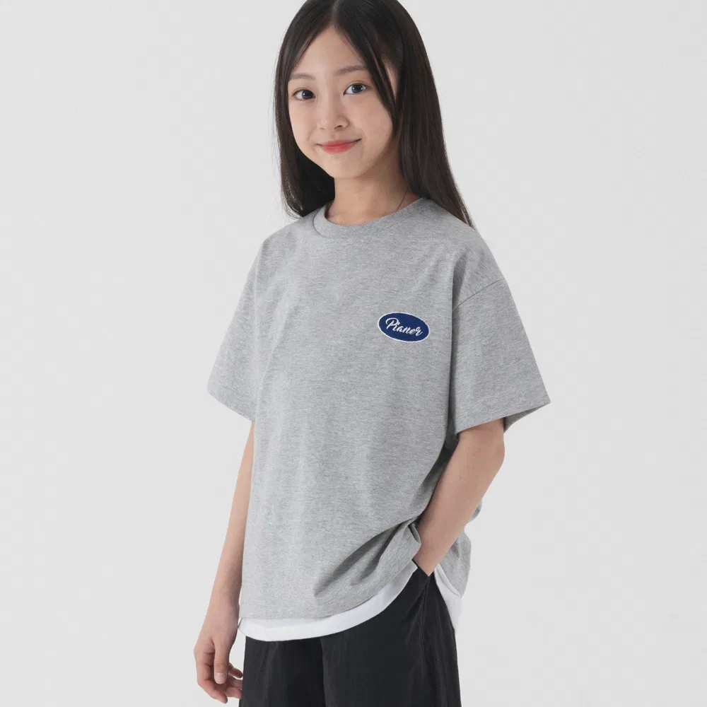 Детская футболка Pianer Cool Lettering с вышивкой, оверсайз, меланж