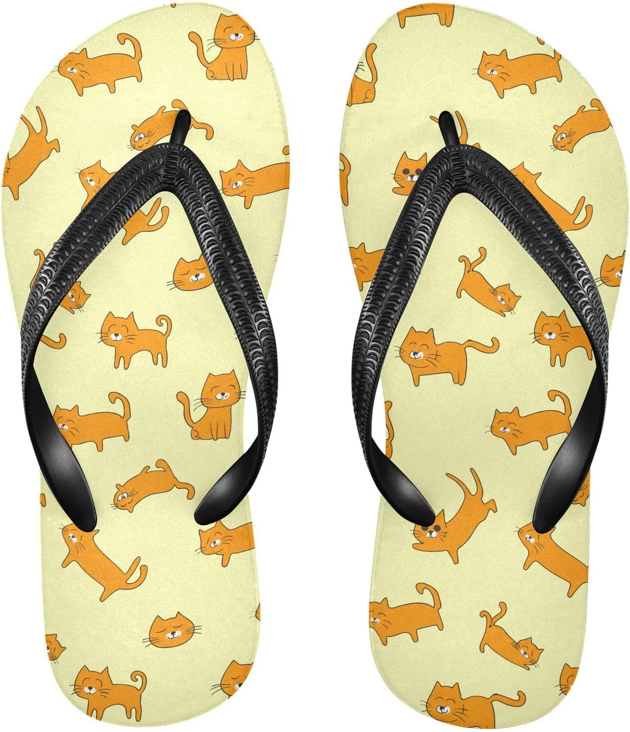 

Оранжевые коты Желтые пляжные шлепанцы для лета, повседневные сандалии для женщин и мужчин, душевые тапочки 20861775 Kfbe