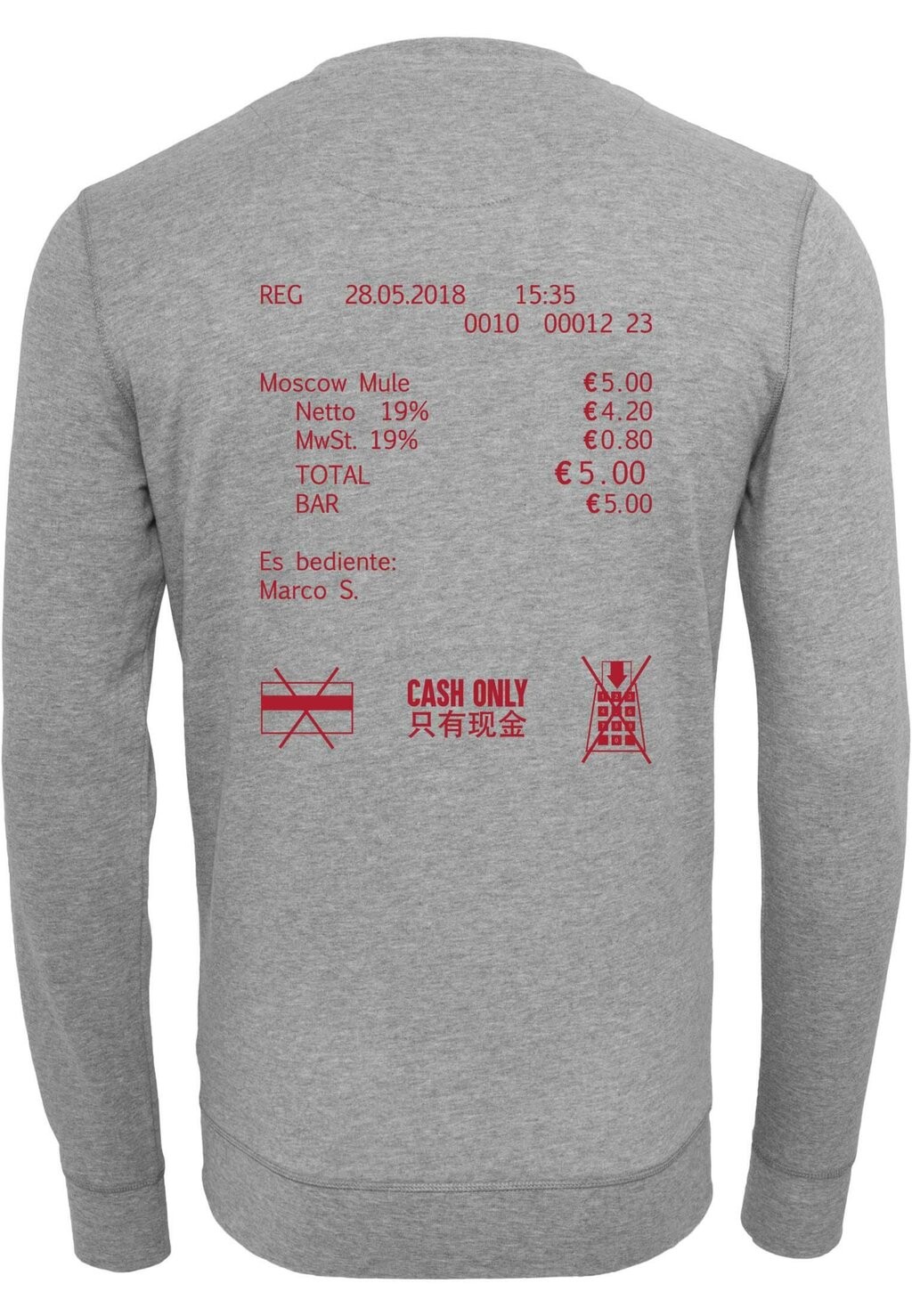 

Толстовка CASH ONLY CREWNECK Mister Tee, серый