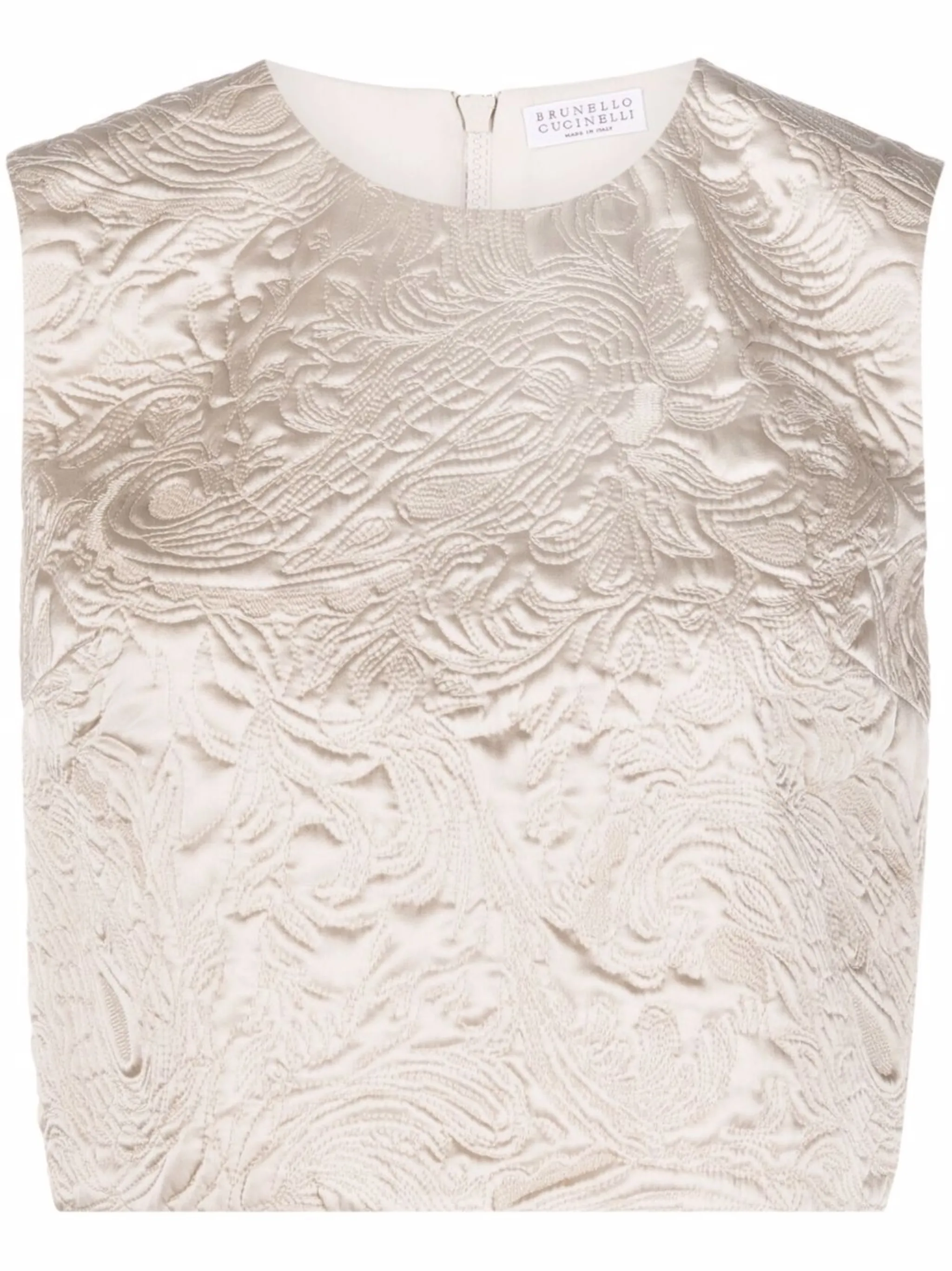 

Укороченный топ с цветочной вышивкой Brunello Cucinelli, нейтральный