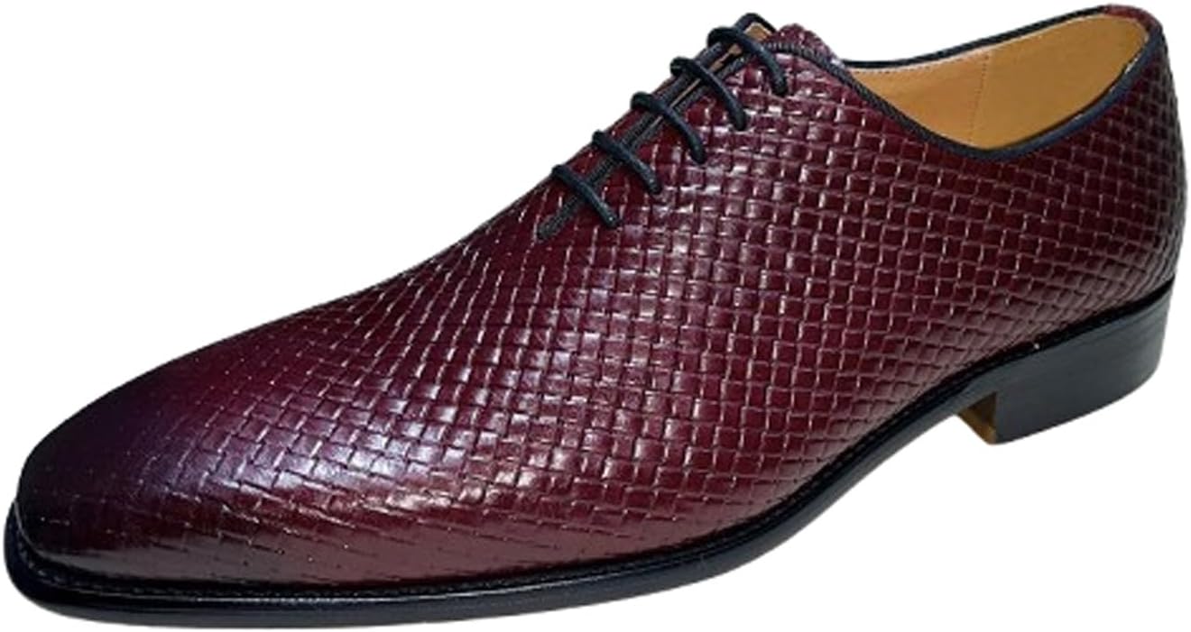 

Мужские плетеные кожаные оксфорды Santimon - классические туфли с заостренным носком и шнуровкой, деловая и повседневная обувь для офиса и свадьбы, красный