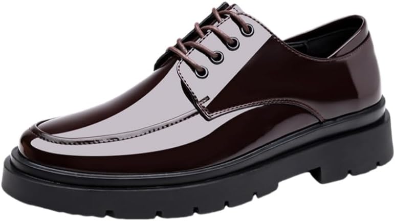 

Мужские стильные кожаные туфли с круглым носком однотонного цвета, с полиуретановым покрытием, большого размера, с резиновой подошвой, для работы и вечеринок Fusecottc, коричневый