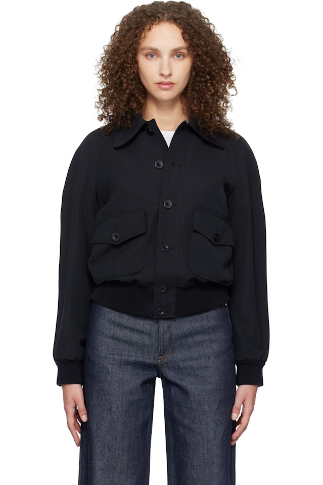 

A.P.C. Темно-Синяя куртка-бомбер с рукавами реглан