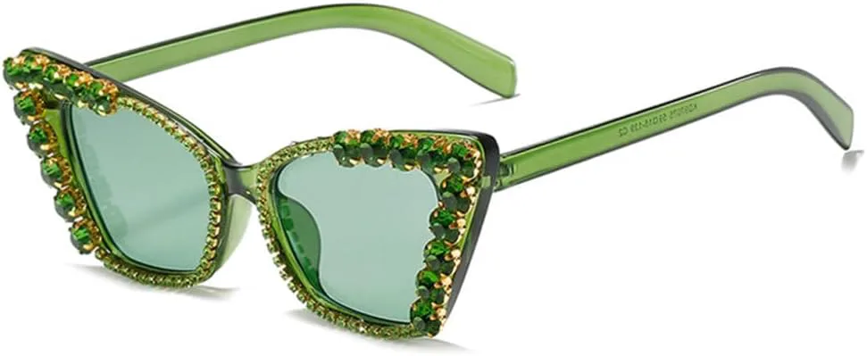 

Модные солнцезащитные очки «кошачий глаз» с бриллиантами для женщин, украшенные кристаллами и стразами, женские очки с защитой от ультрафиолета UV400 generic, Green