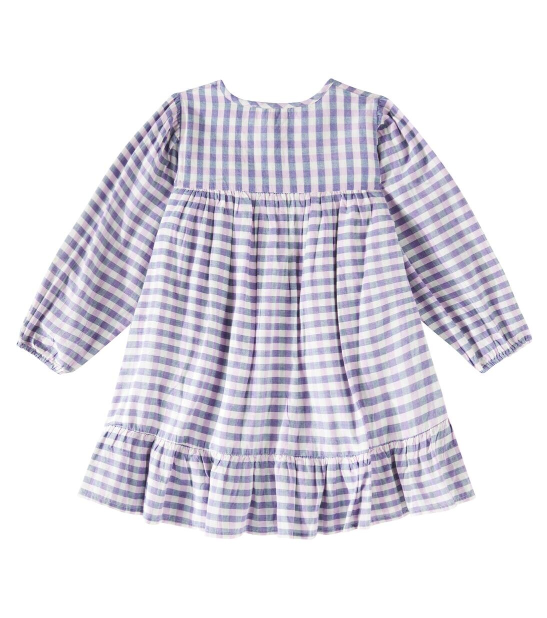 Платье из хлопка в клетку Massilia Louise Misha, цвет blue & purple checks — фото 3