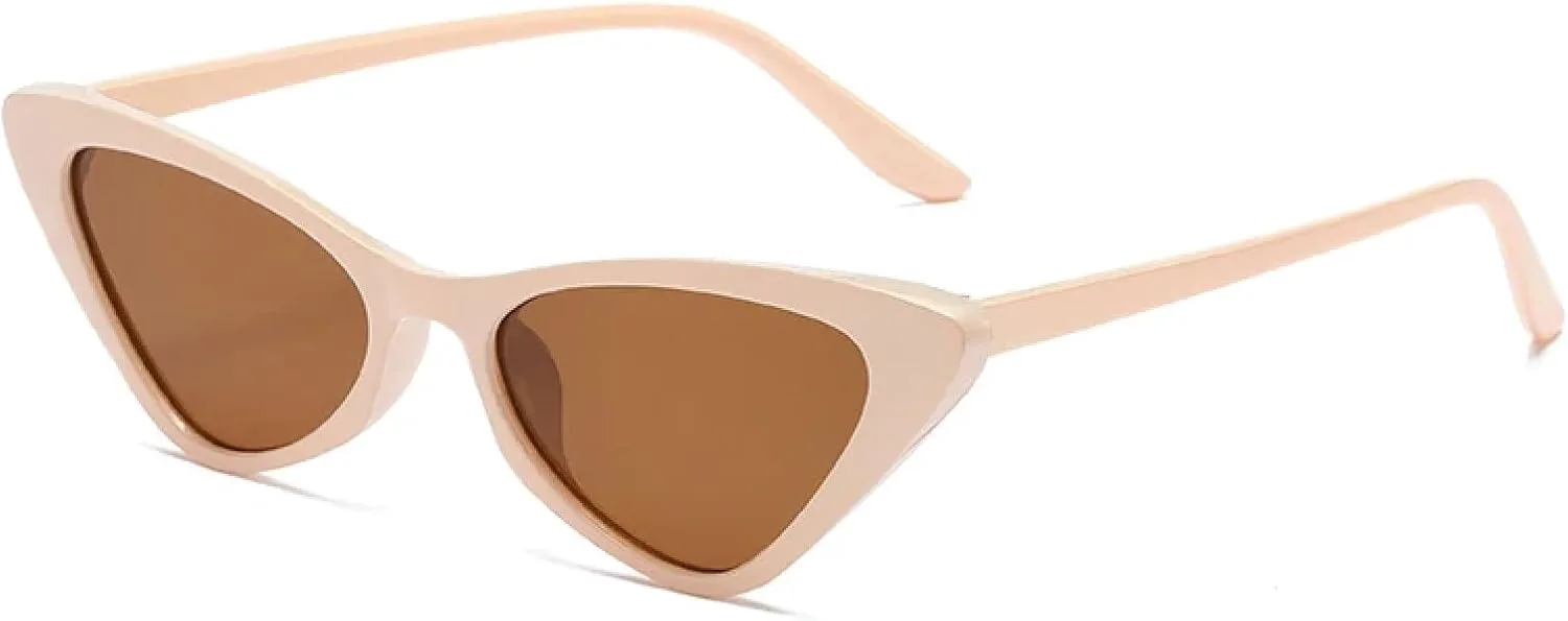 

Маленькие солнцезащитные очки «кошачий глаз» для женщин, ретро-треугольные, для мужчин, с защитой от УФ-излучения, модные, роскошные, UV400 TVTBBVV, Light Pink Brown