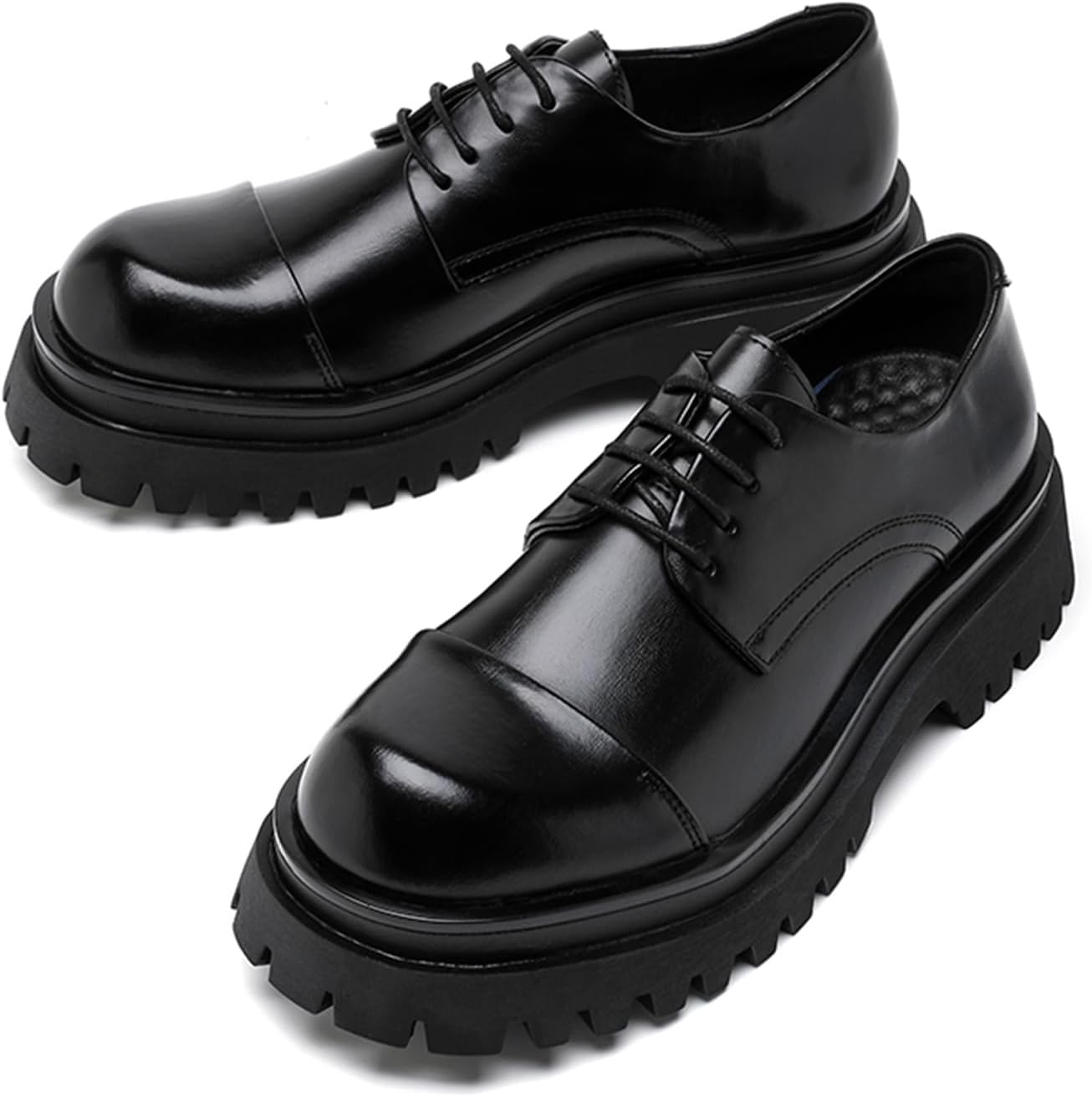 

Мужские модные оксфорды с массивным мыском, туфли на платформе, визуально увеличивающие рост Njzqkwm, черный