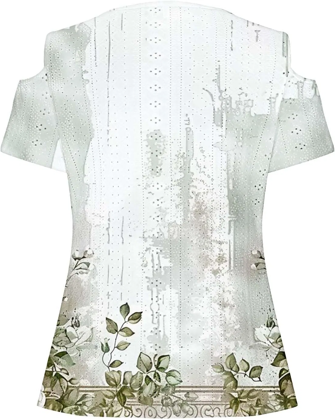 Женская блуза с открытыми плечами, Hollow Out Eyelet, короткий рукав, разноцветная — фото 3