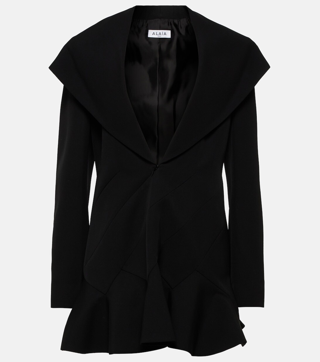 

Шерстяное мини-платье с капюшоном ALAÏA, черный
