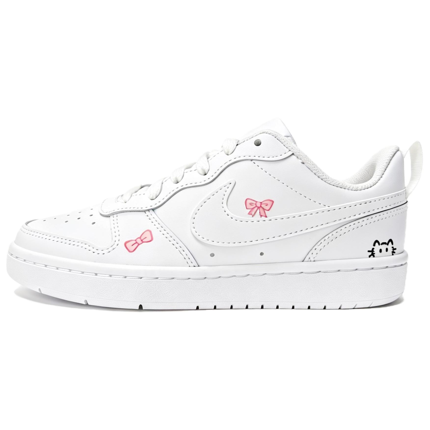 

Nike Кроссовки Court Borough White Meow Plays With Butterfly Leather Low top Skateboard Unisex White