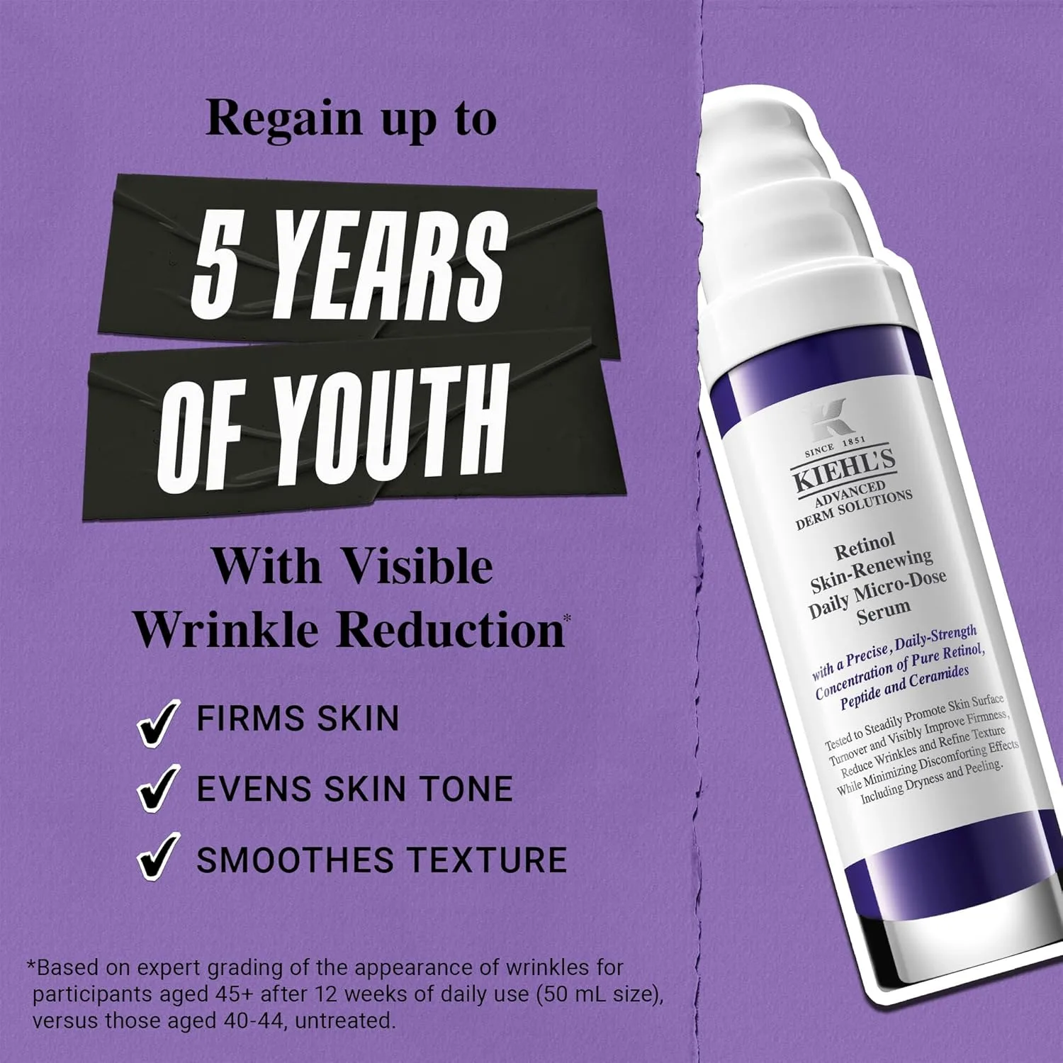 Сыворотка Kiehl's — Daily Micro-Dose Anti-Aging Retinol Facial Serum, уменьшает морщины, подтягивает кожу, 50 мл — фото 4