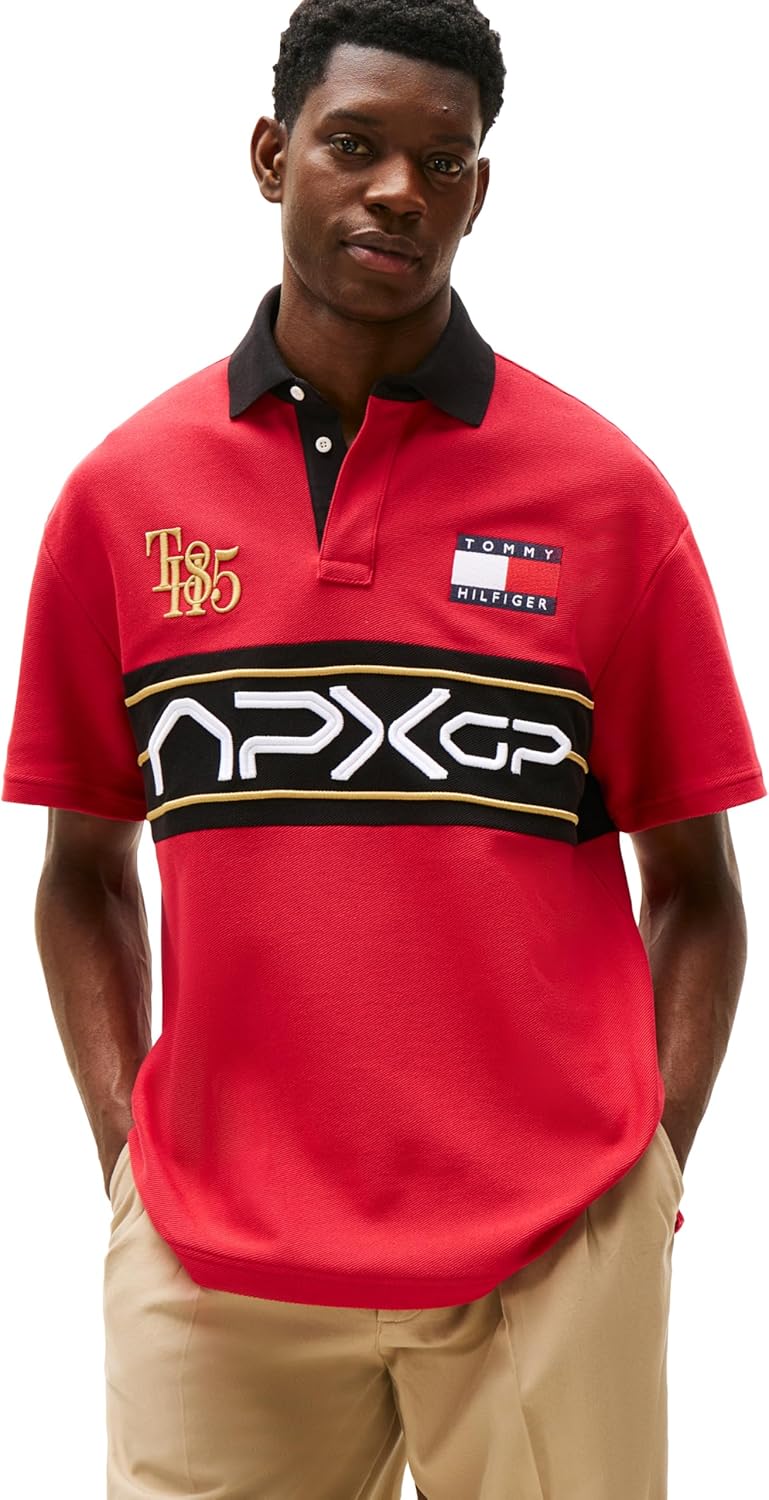 

Мужская рубашка-поло Tommy Hilfiger APXGP с графическим логотипом, Primary Red/Black