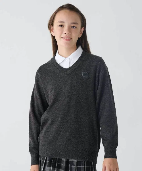 Свитер детский BEAMS SCHOOL с логотипом, серый меланж