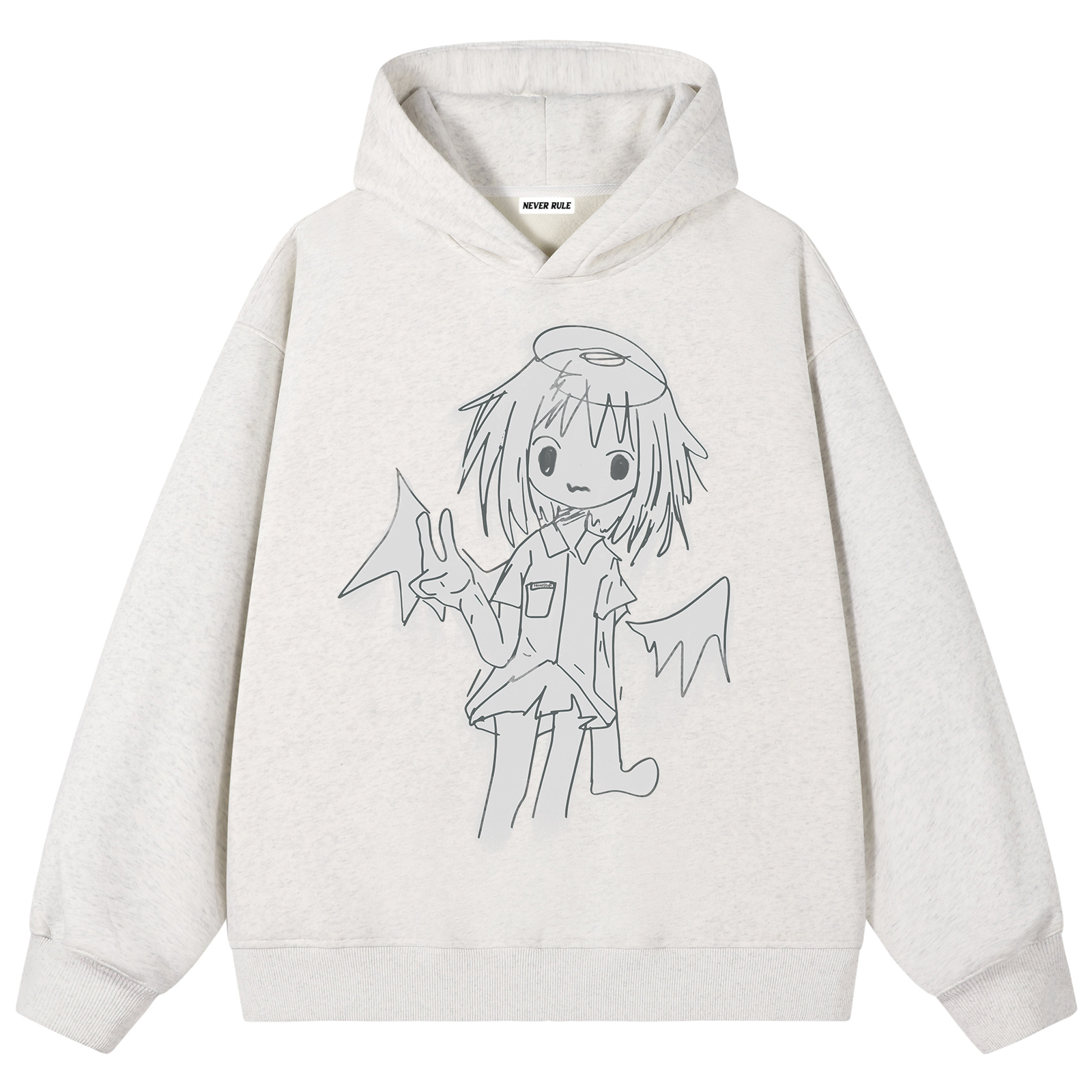 

Толстовка Unisex Hooded Moderate Others NEVER RULE, heather серый