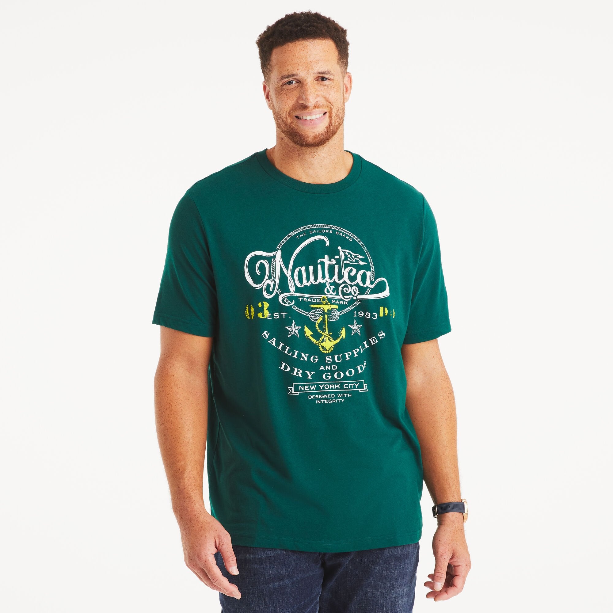 

Футболка Nautica Mens Big & Tall Heritage Graphic, цвет tidal green