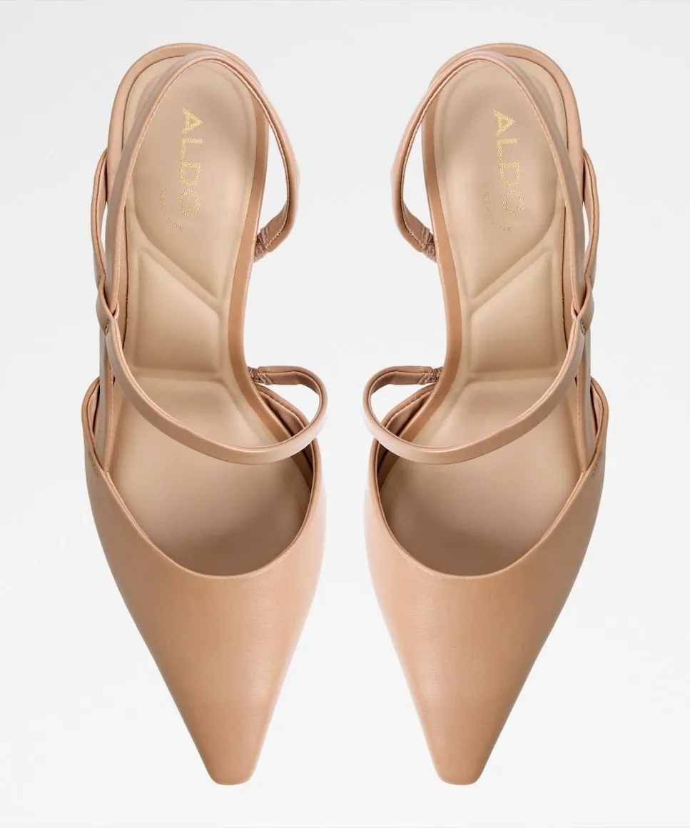 Женские туфли-лодочки из кожи с острым носком Aldo, бежевый — фото 3