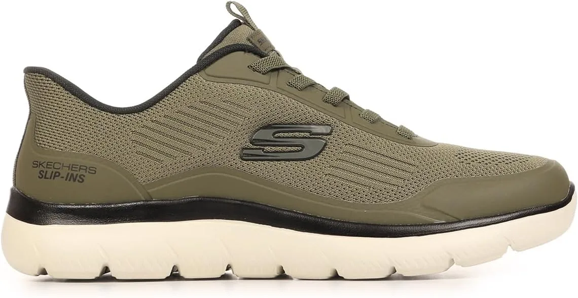 Мужские кроссовки Skechers Summits Leyter Hands Free без шнурков, черный/оливковый
