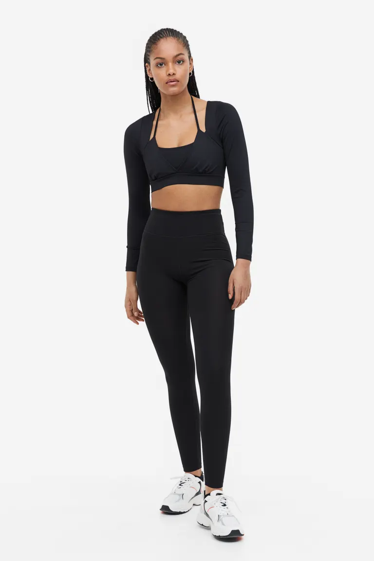 

Короткий спортивный топ от drymove H&M, черный